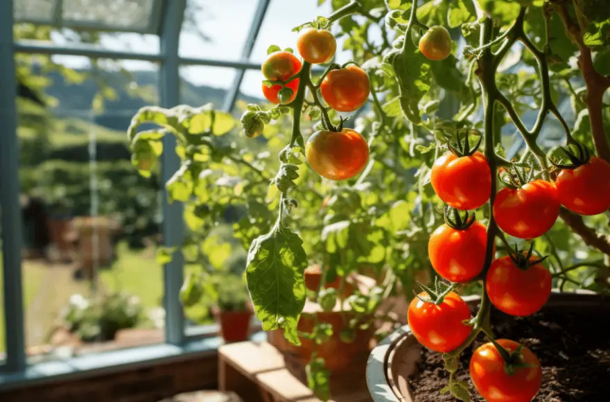 ailsa craig tomato in greenhouse