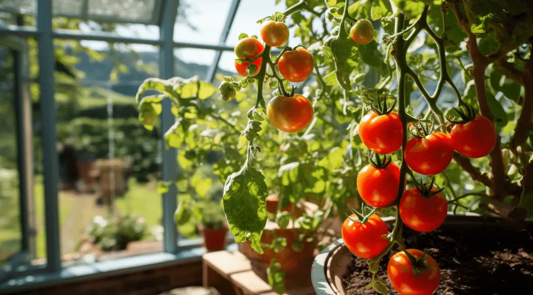 ailsa craig tomato in greenhouse